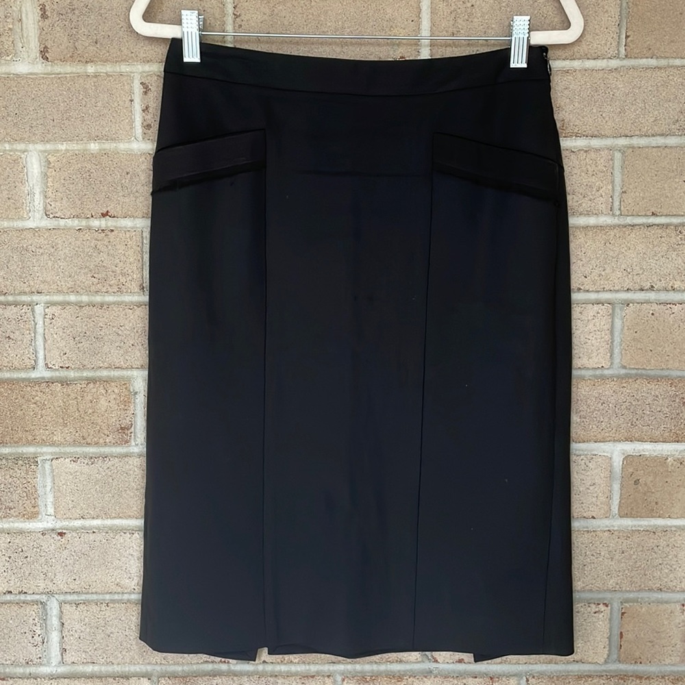 Theory Black Wool Pencil Skirt
